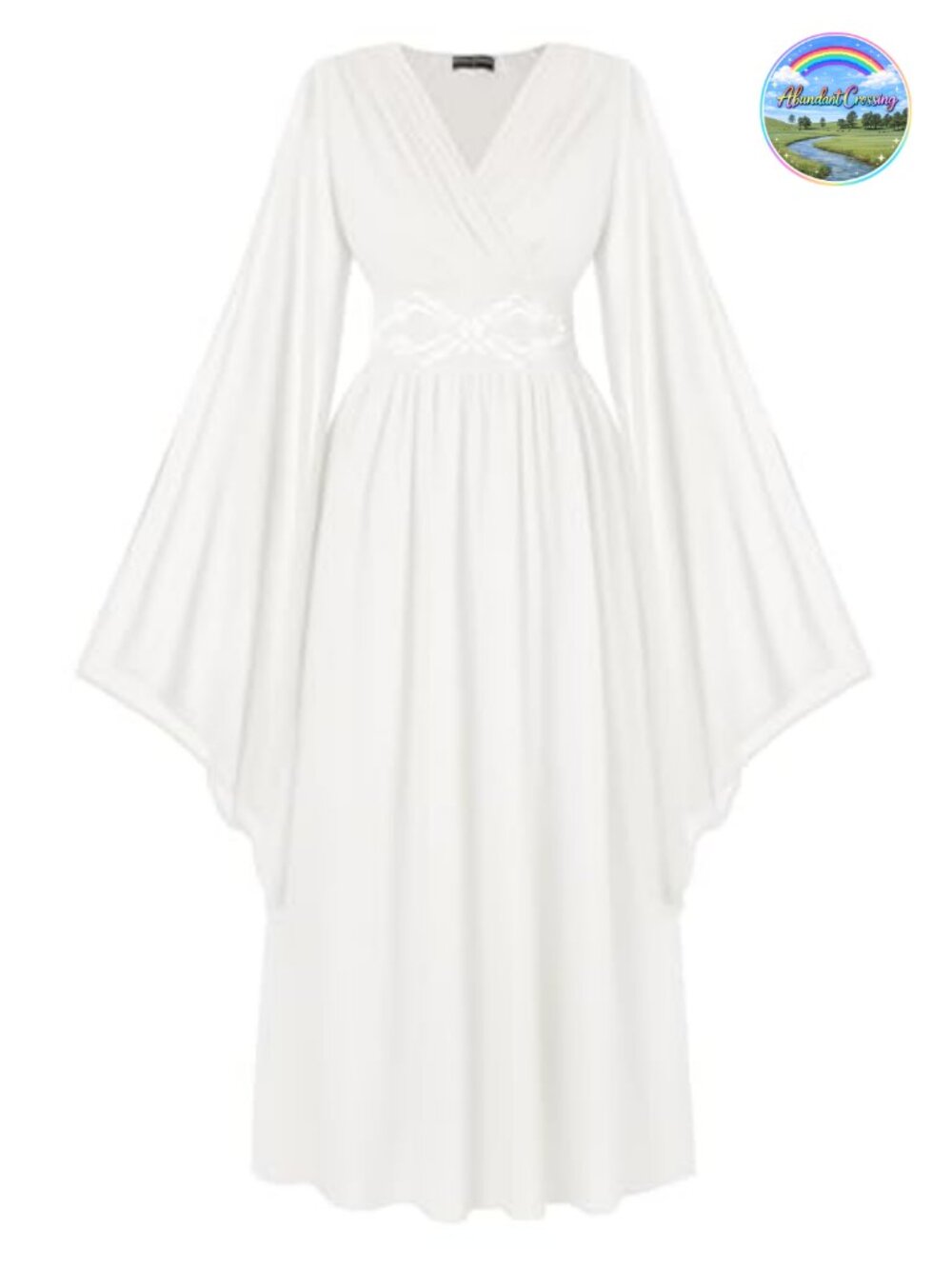 Women's Renaissance Medieval Chiffon Maxi Dress V Neck Bell Sleeve Costume